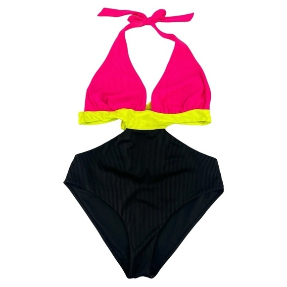 Beach Bunny Nina Full One Piece in Pink Yellow Black Size XL - Picture 2 of 13